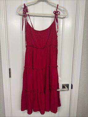 Women’s Red Tie-Strap Tiered Sundress